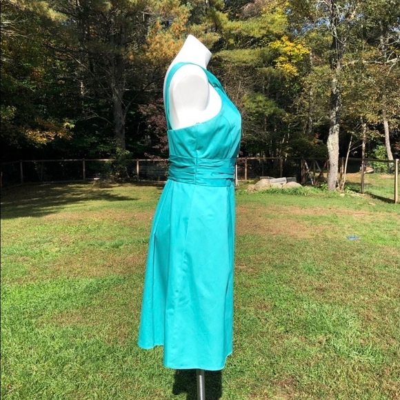 David’s Bridal crossed neck gathered waist pleated lined dress NWT size 8 - Picture 2 of 9